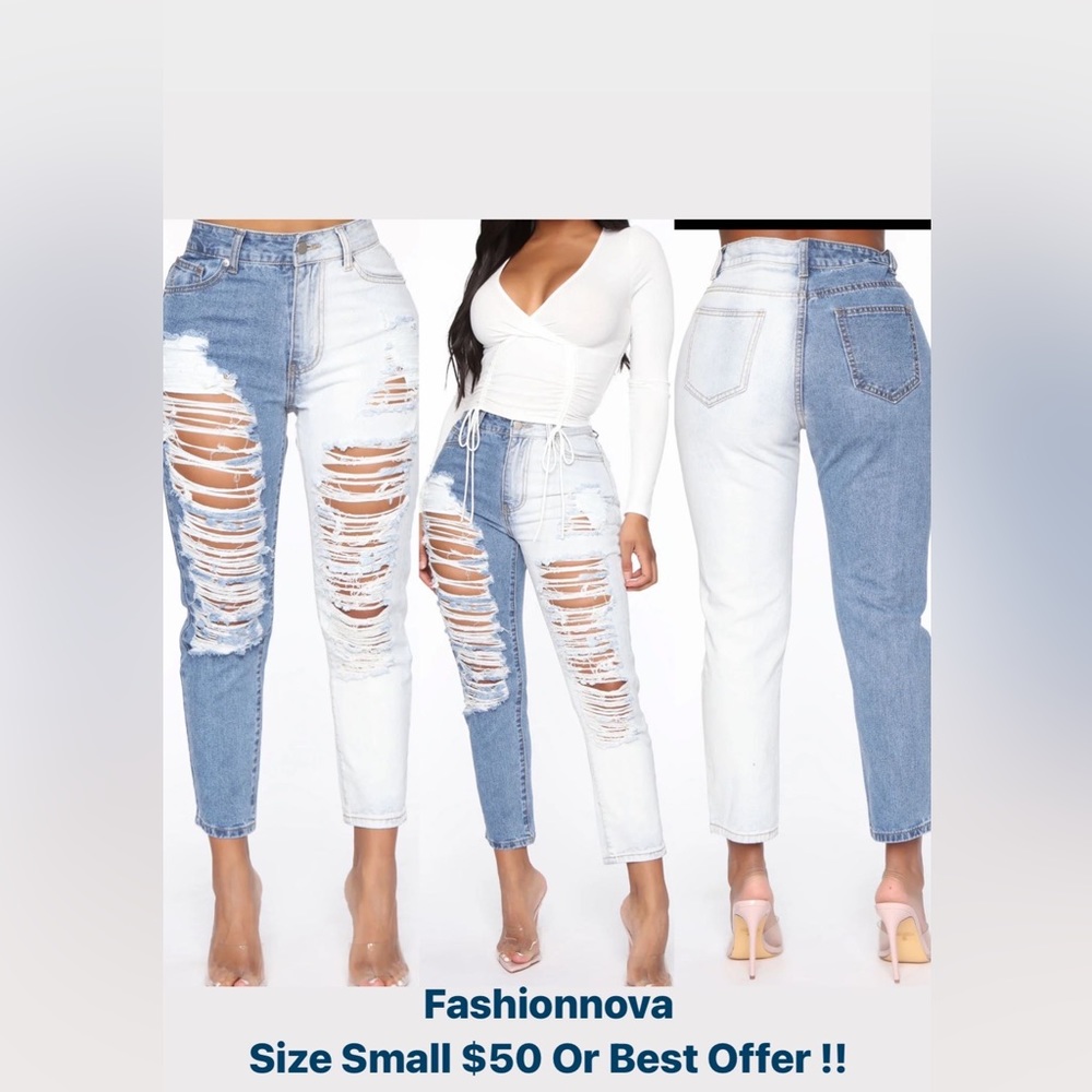 Women’s White & Blue Jeans .